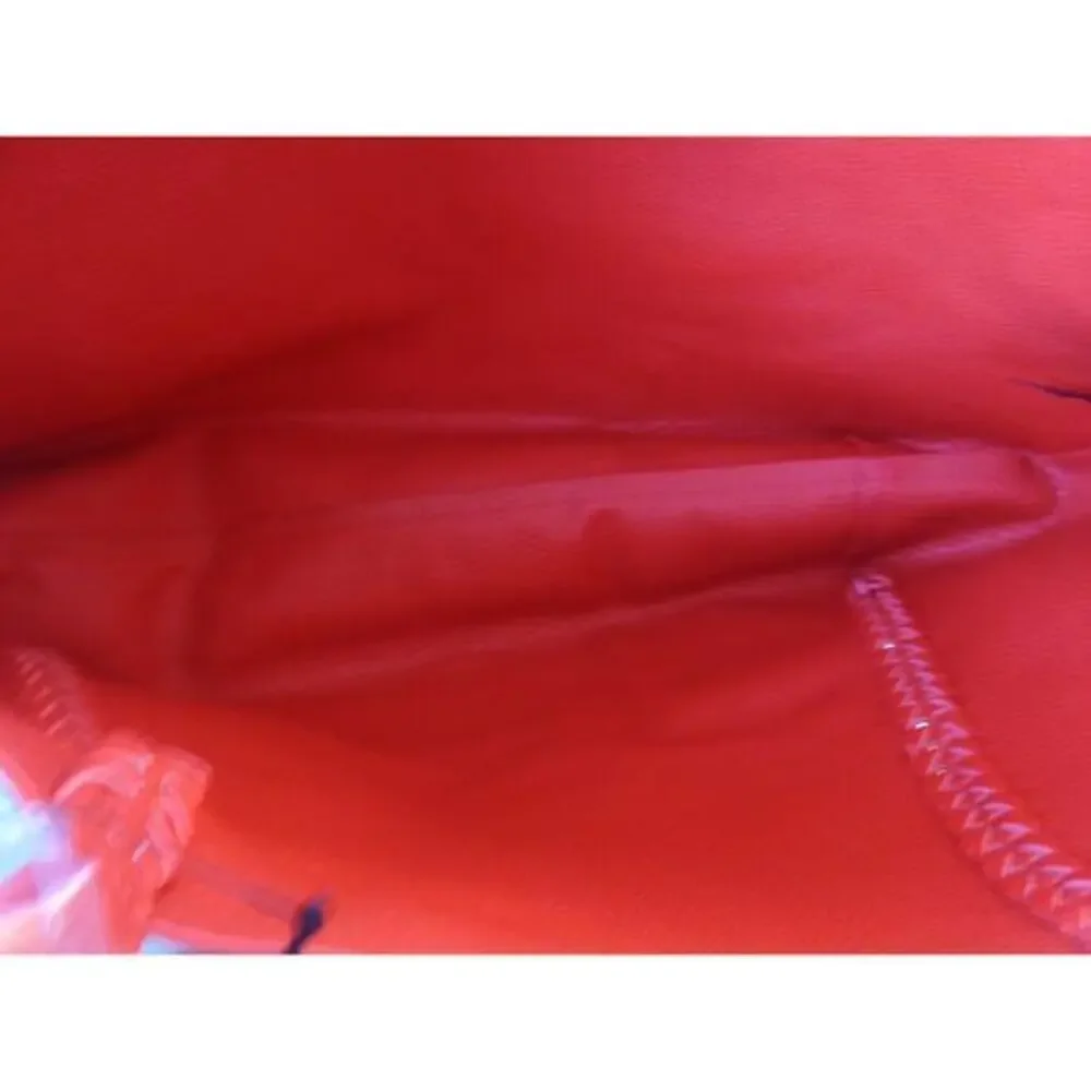 Badgley Mischka Large Tote‎ Shoulder Bag Chain Accents Red Pebbled Vegan Leather